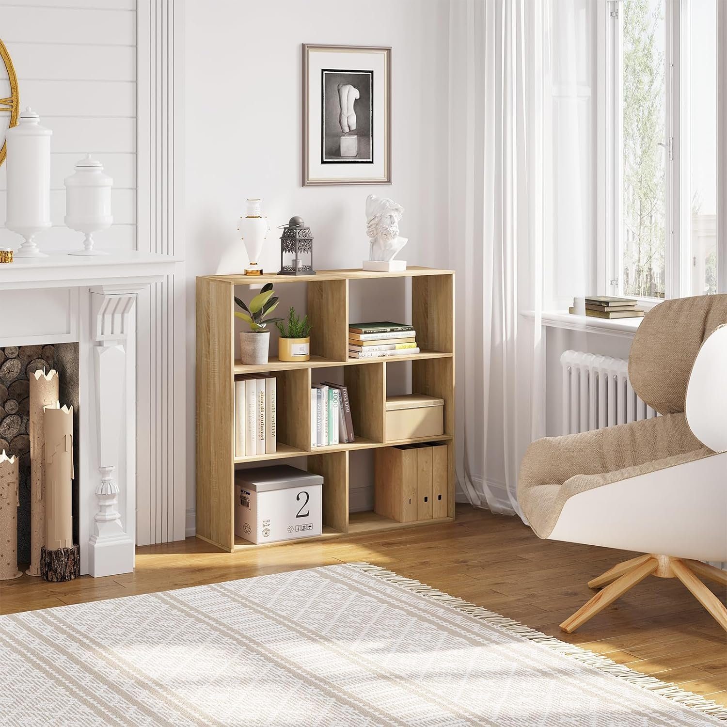 EUGAD Bücherregal, 1-tlg., Würfelregal mit 7 Fächern, Raumteiler 100x100x30 cm