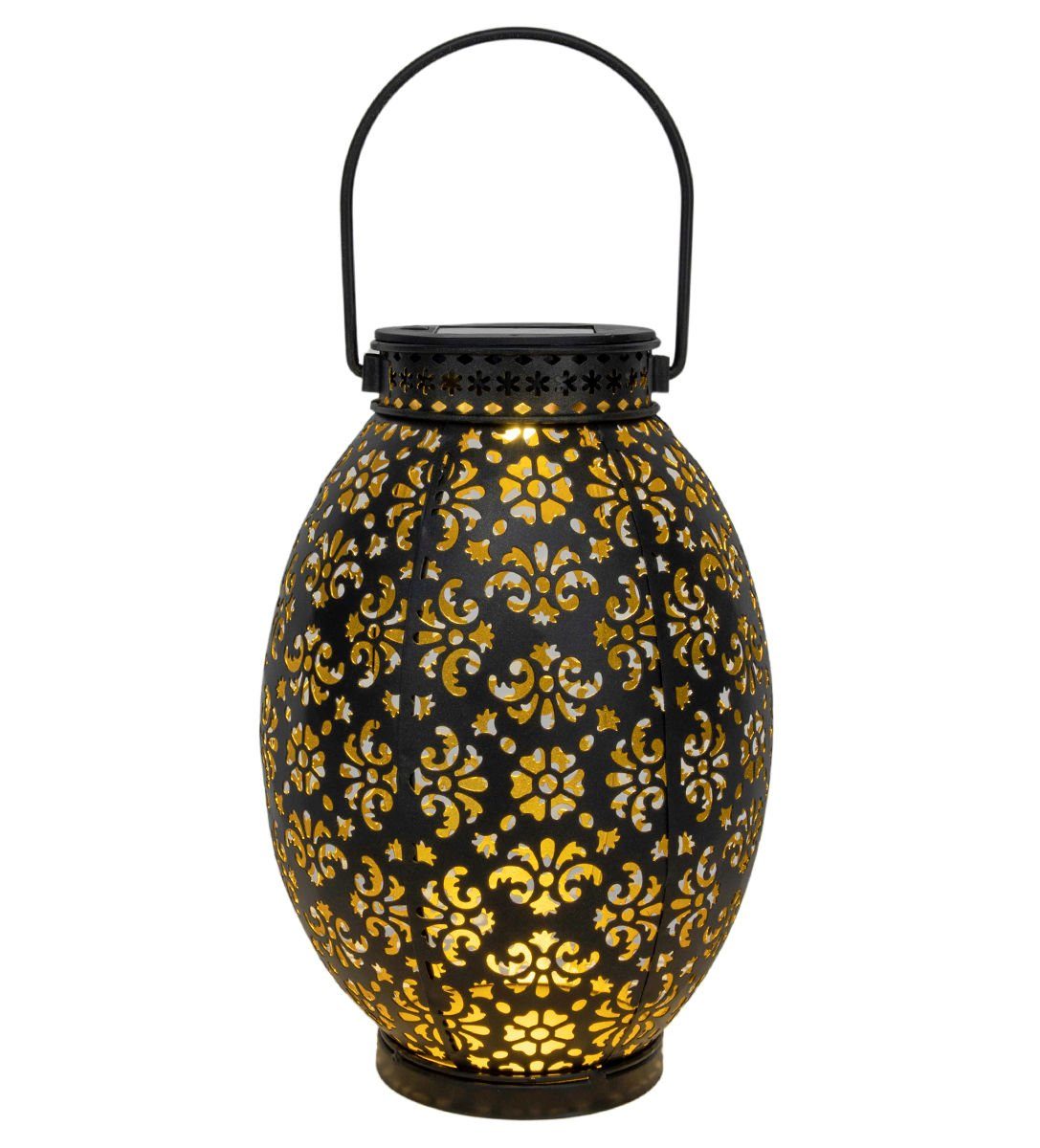 Spetebo LED Solarleuchte LED Solar Laterne mit Blumen Muster - 23 x 16 cm,  warmweiß, Garten Deko Tisch Hänge Lampe