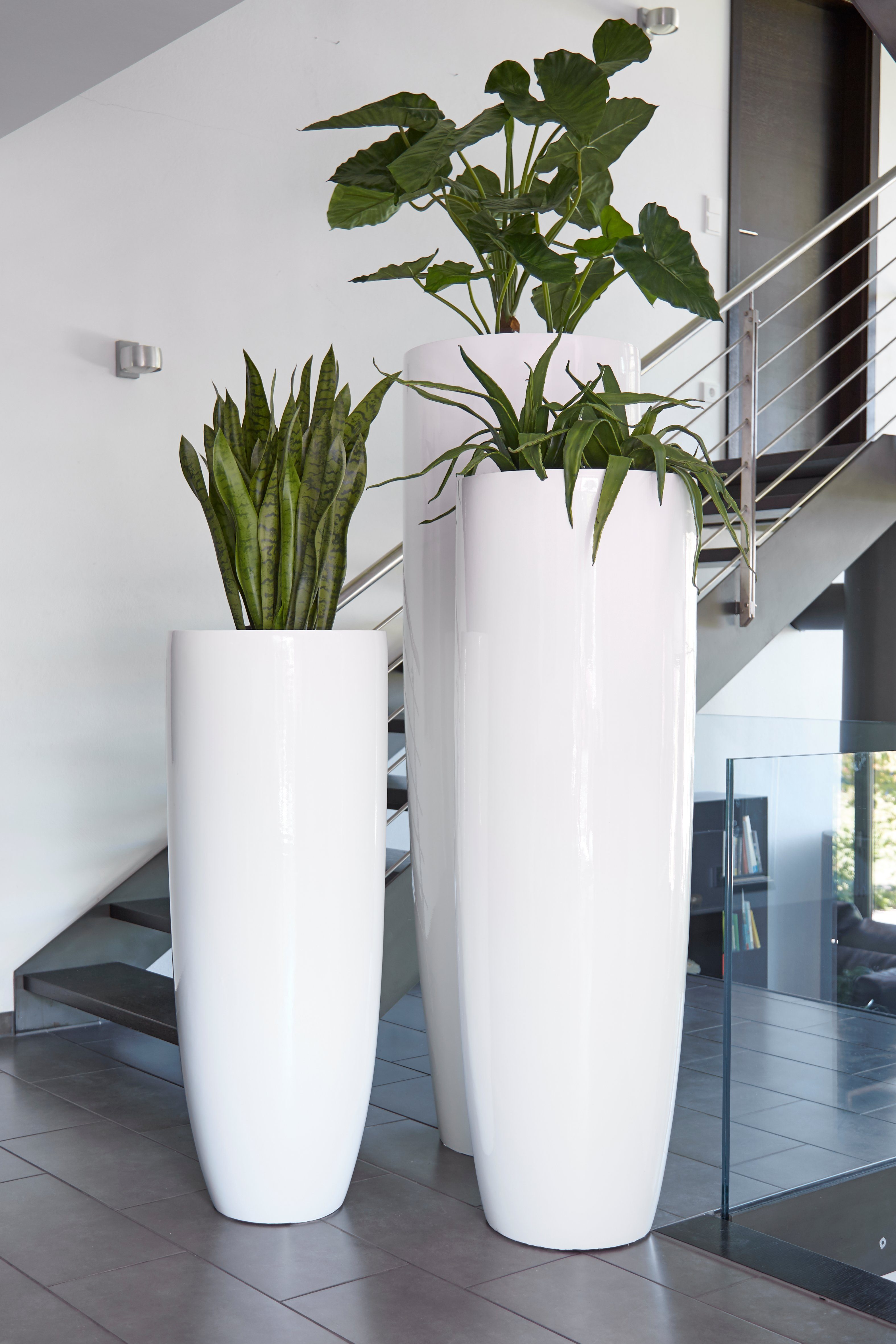 Flingora Weiß 150 Outdoor - Bodenvase mit - - Indoor & cm Ophelia, Einsatz Höhe - Fiberglas