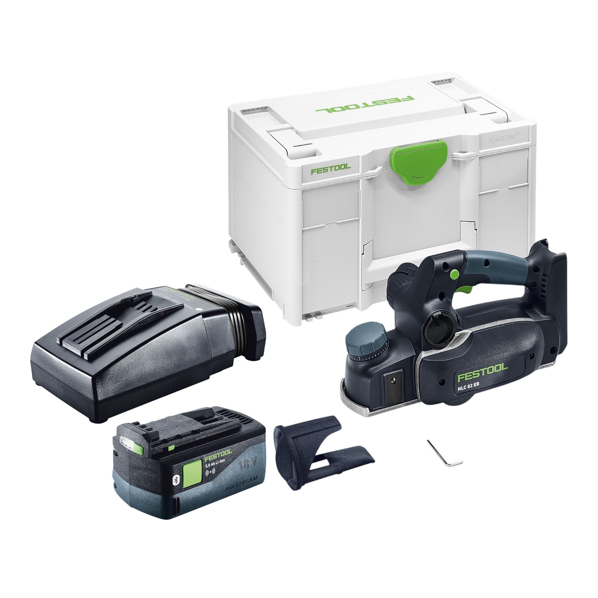 FESTOOL Akku-Elektrohobel HLC 82 EB-Basic 18 V 82mm + 1x Akku 5,0Ah + Ladegerät + Systainer