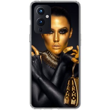 MuchoWow Handyhülle Make-up - Tasche - Gold - Luxus - Frau, Phone Case, Handyhülle OnePlus 9, Silikon, Schutzhülle
