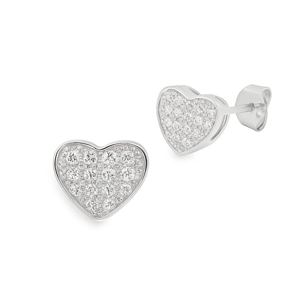Paar Ohrstecker Nicoletta Ohrstecker Herz aus 925 Silber mit Zirkonia