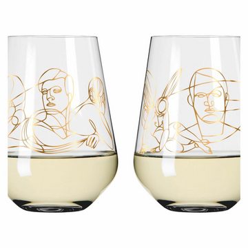 Ritzenhoff Gläser-Set Wasserglas 2er-Set Sagengold 001, Kristallglas, Design von Burkhard Neie