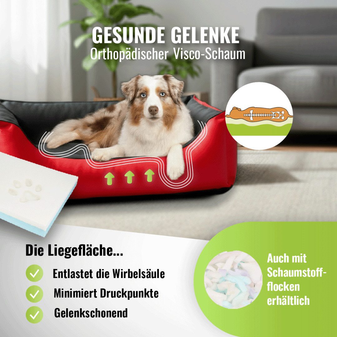 CopcoPet Tierbett Orthopädisches Hundebett / Wendebett Kleine bis Große Hunde, Kunstleder