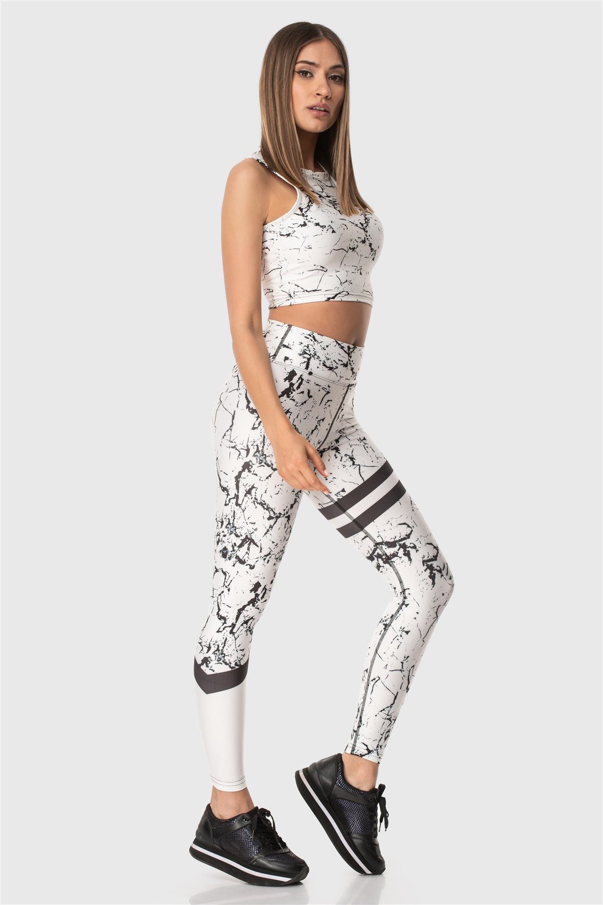 Superstacy Leggings Stripe Leggings mit Marmor Muster – Bild 3 von 5