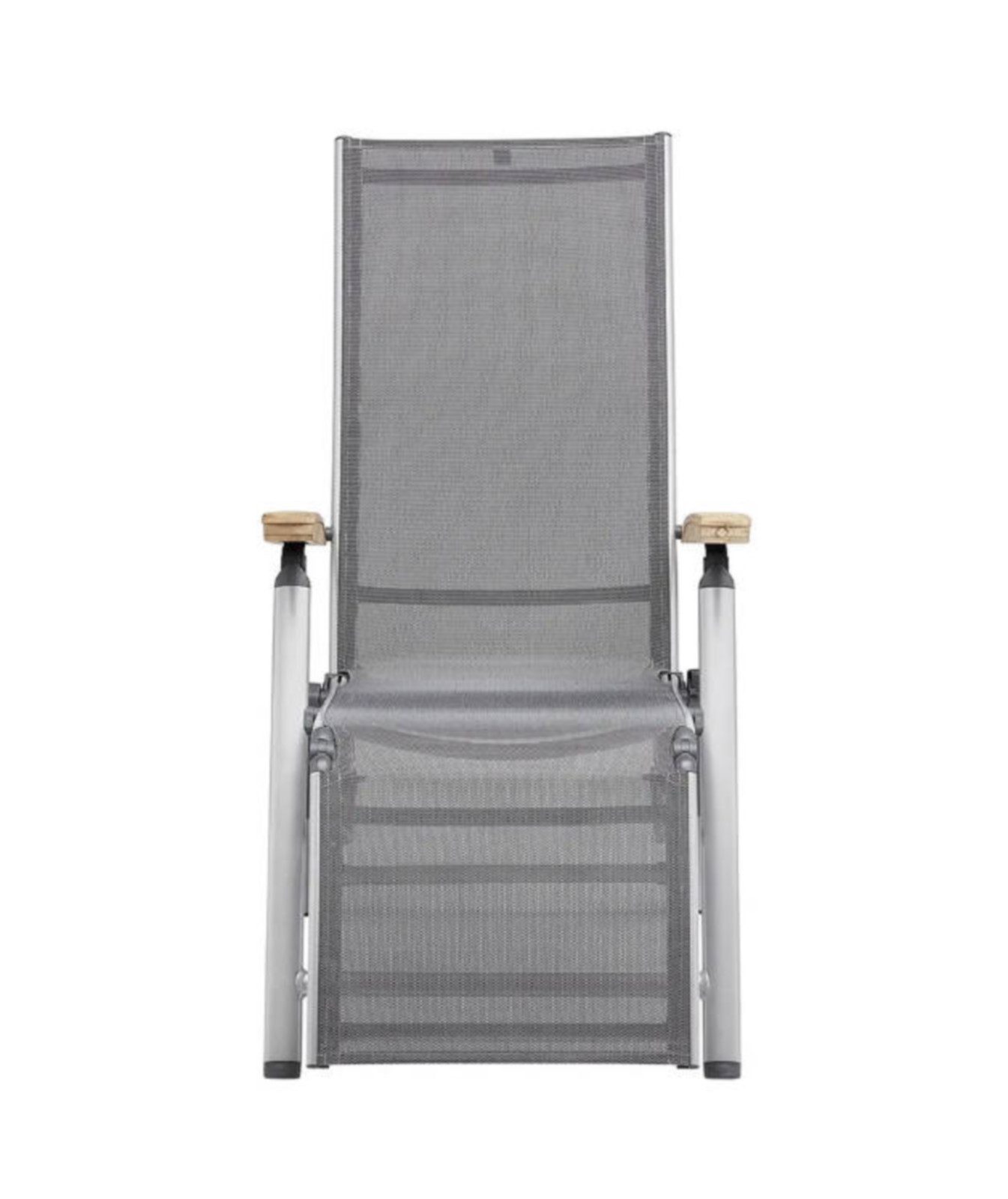 KETTLER Gartenstuhl CIRRUS Relaxsessel silber / anthrazit-grau mit Teak-Armlehne