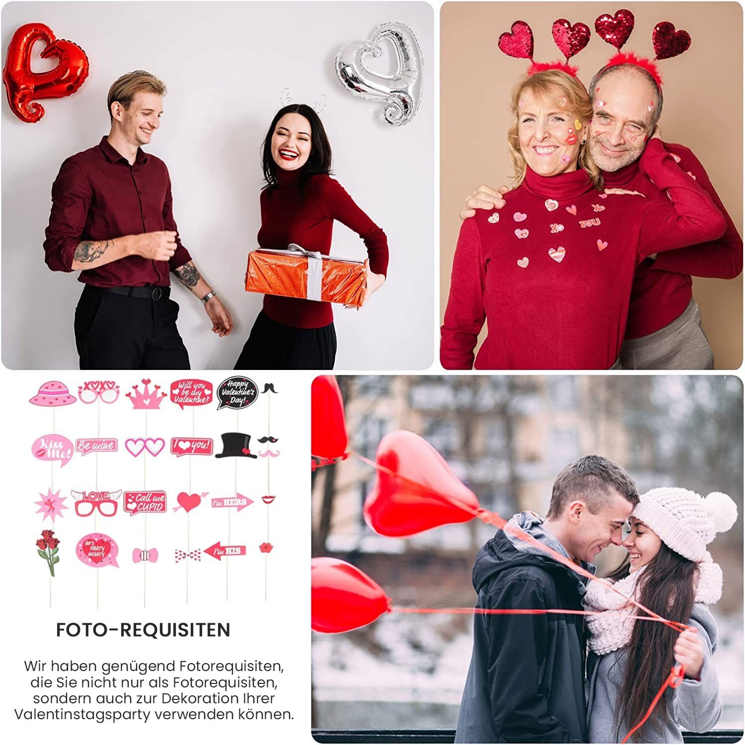 Requisiten Valentinstag Zubehör Liebe, mit MAGICSHE Valentinstag Brille Herz Dekorationen, Papierdekoration Lippen Blume Stück Deko Foto 25