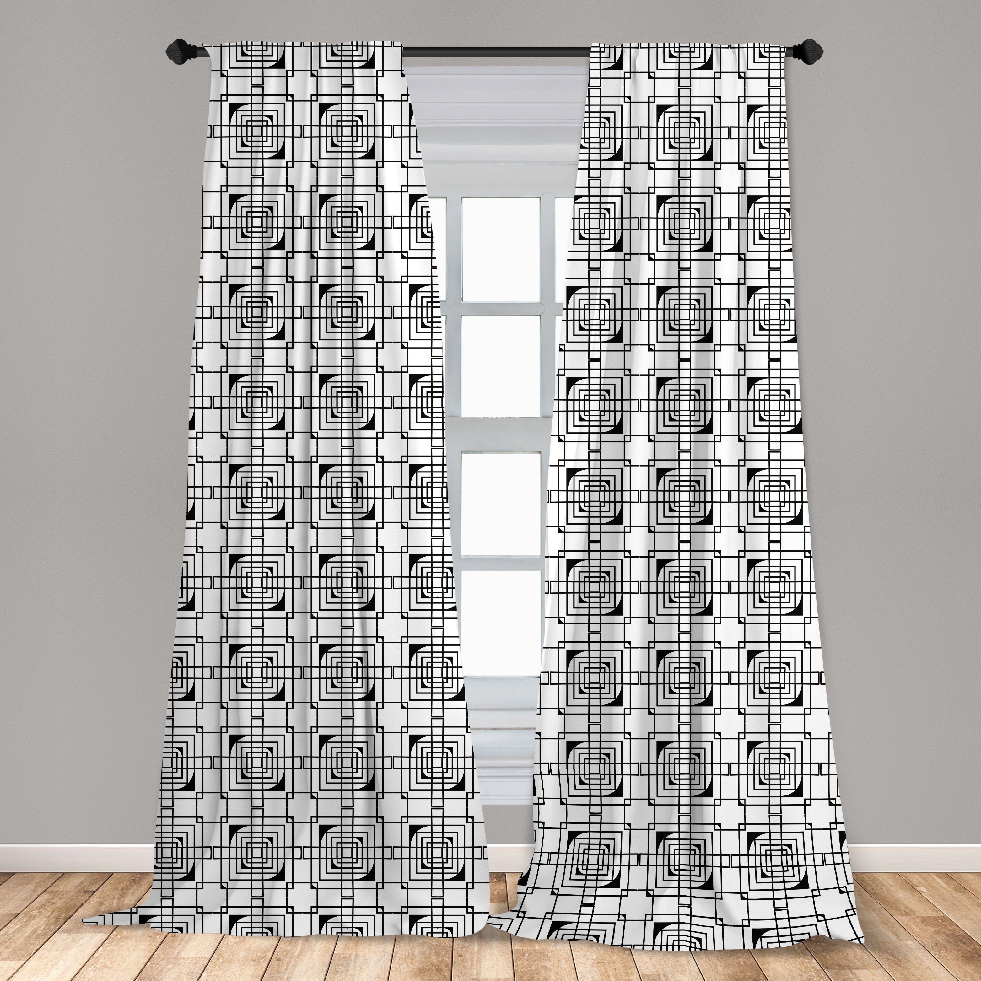 Gardine Vorhang für Konzentrische Dekor, Formen Geometrisch Schlafzimmer Artwork Microfaser, Wohnzimmer Abakuhaus