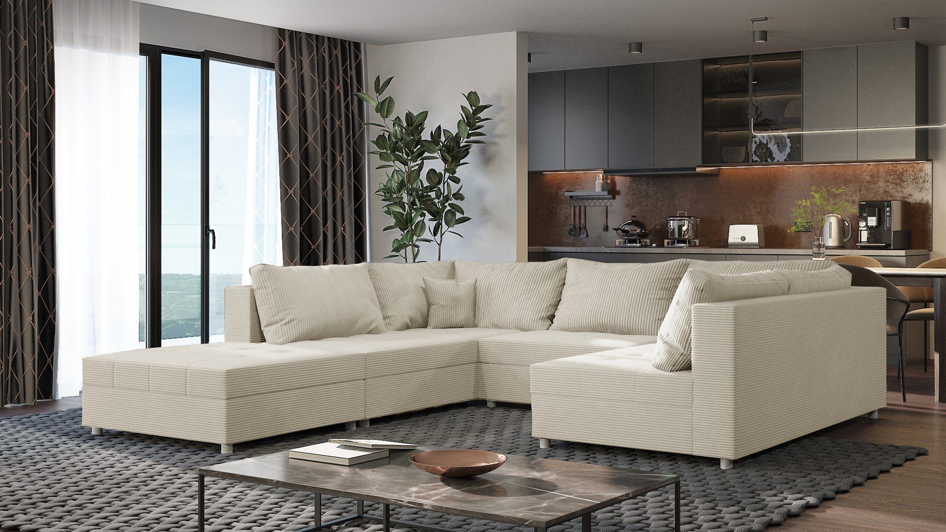 Fun Möbel Wohnlandschaft Sofa U-Form ANDRO, günstig online kaufen