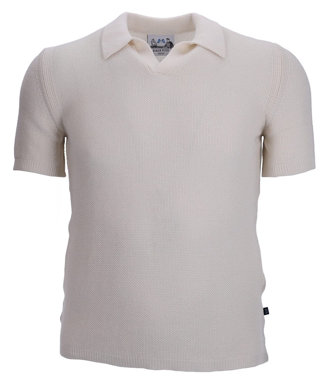Blauer Peter Poloshirt aus gasierter Baumwolle mit Reiskorn-Optik