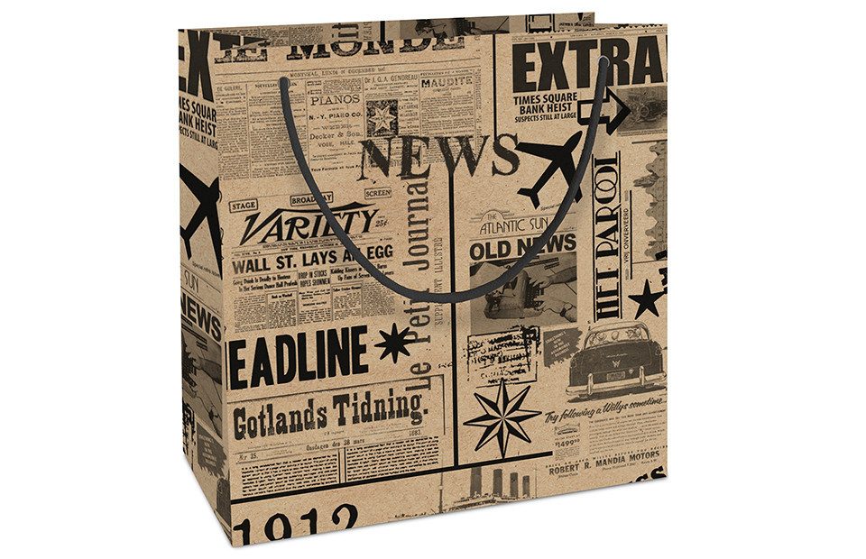 Braun+Company Atelier Geschenkpapier Geschenktasche Zeitung 20 x 21 cm