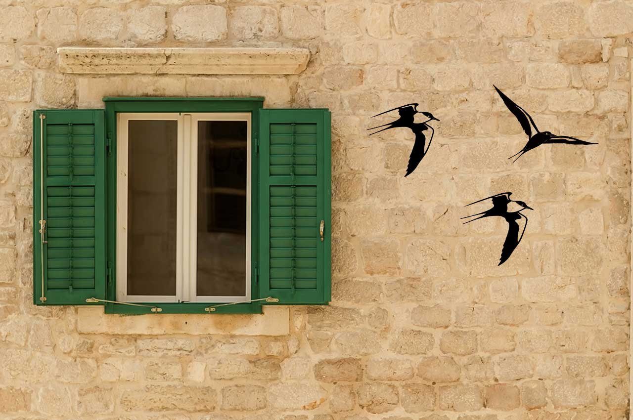 ILLUMINO Wanddekoobjekt Metall Wanddeko Kunst Flussseeschwalbe 3er Set für  Wohnung und Garten Vogel Gartendeko Wohn Wand Deko 150301
