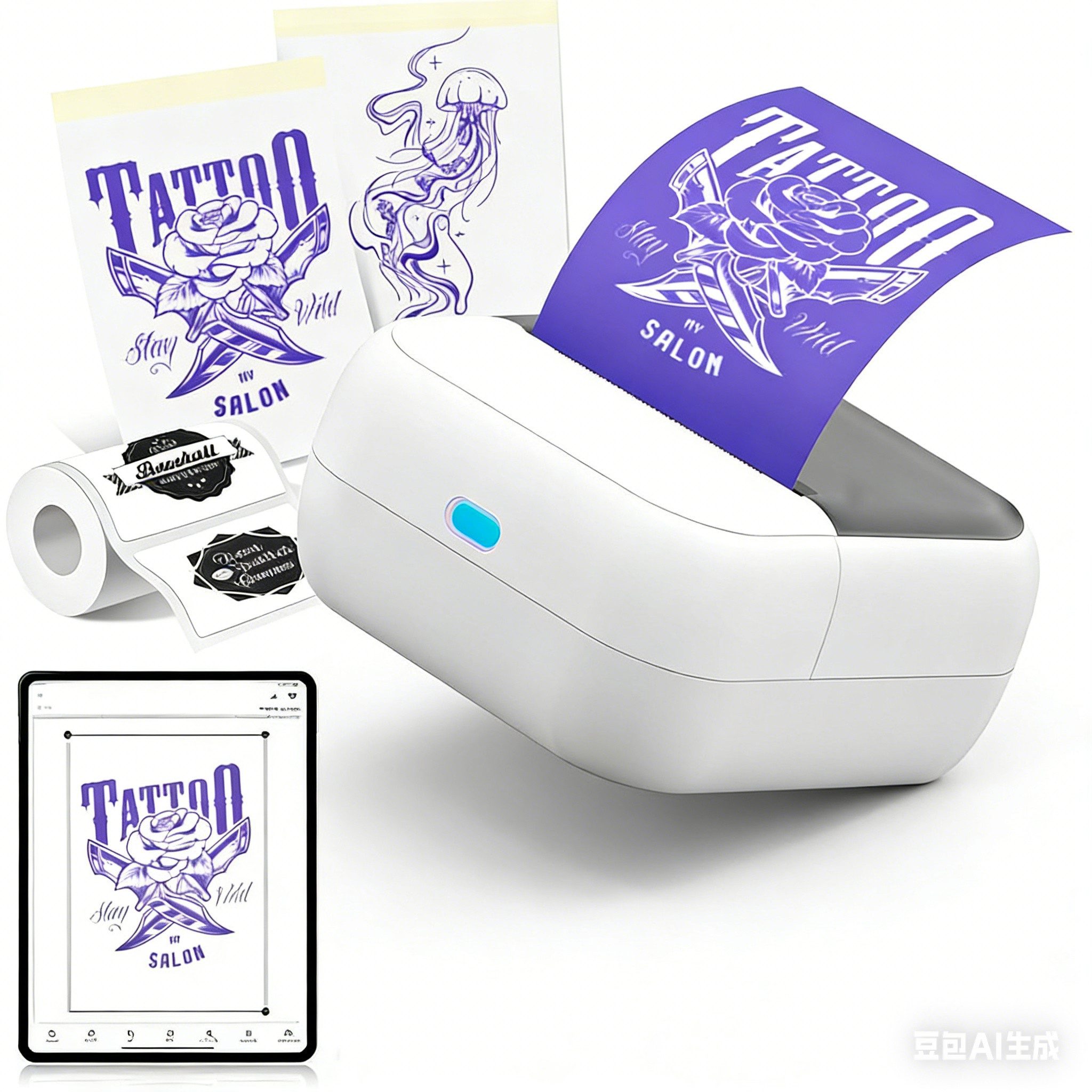 ibettertec Tragbarer Thermodrucker Mini-Drucker Schablonendrucker Etikettendrucker, (Barcode-Drucker, Fotodrucker mit Bluetooth-Verbindung, große Auswahl an Grafik- und Textvorlagen)