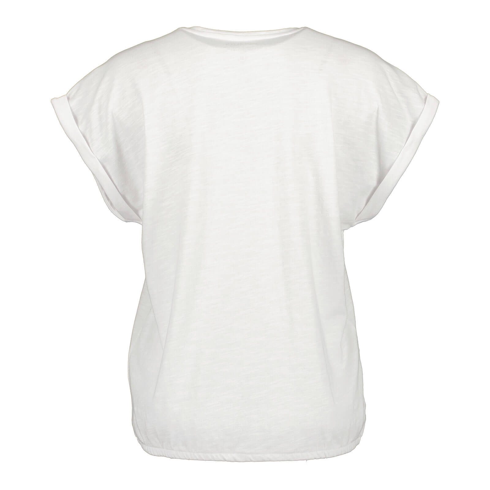 Blue Seven T-Shirt 105925 Damen Kurzarm-Shirt mit Front-Print Floral & überschnittenen Schultern
