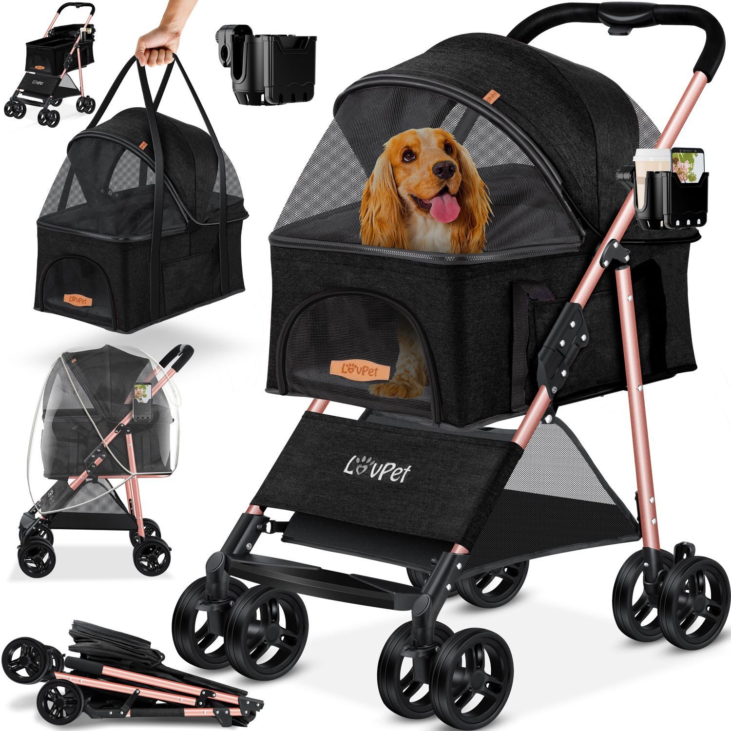Lovpet Hundebuggy 2in1 Hundewagen max. bis 20kg Buggy für Haustiere, (Hunde günstig online kaufen