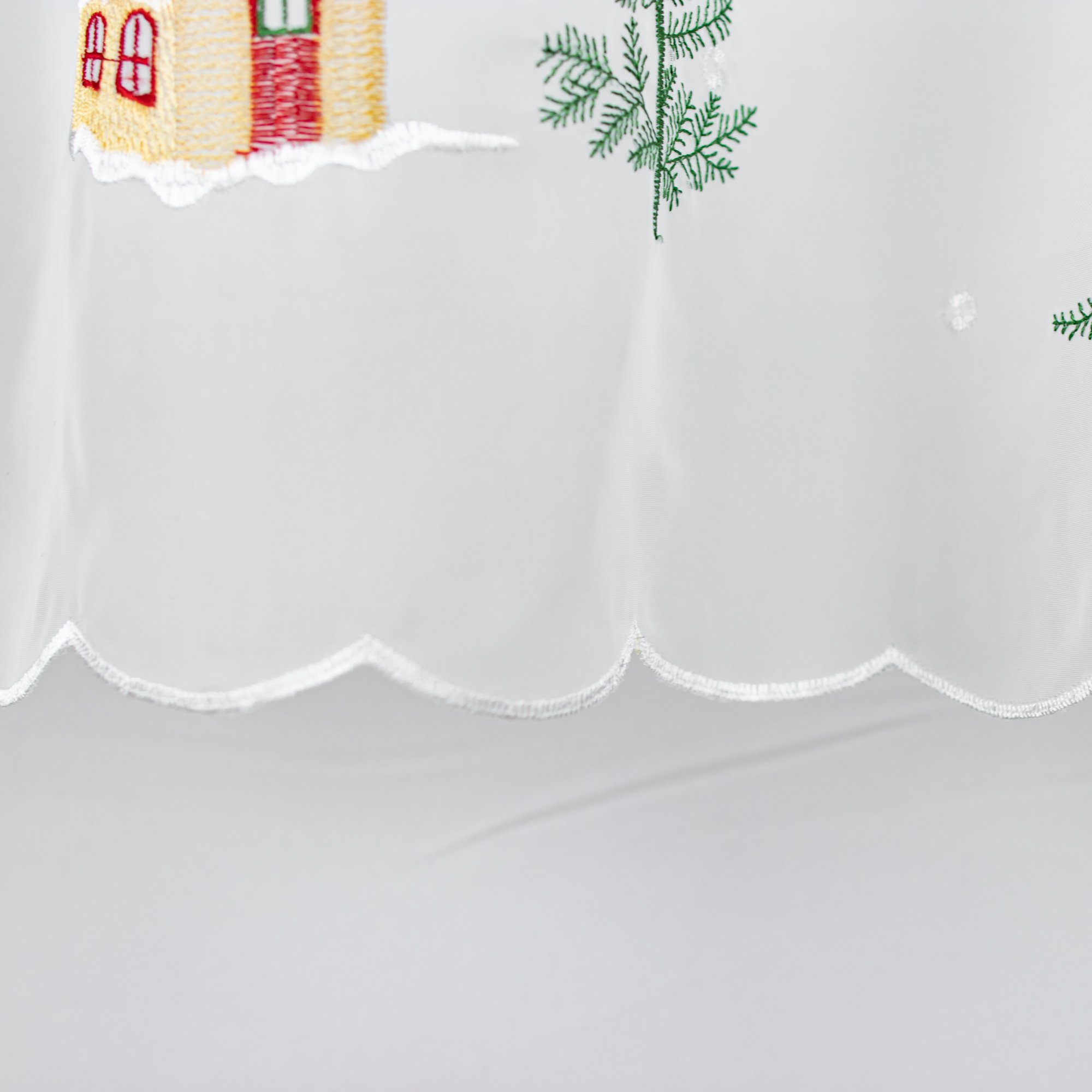 Weihnachtsgardine Voile, Schnee Weihnachten transparent, 2572 EXPERIENCE, 48x140 Winterlandschaft Durchzuglöcher, cm, Scheibengardine Scheibengardine