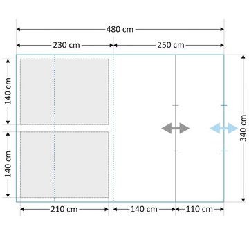 CampFeuer Tunnelzelt Zelt Multi für 4 Personen, Blau/Sand, Tunnelzelt 5000 mm Wassersäule, Personen: 4