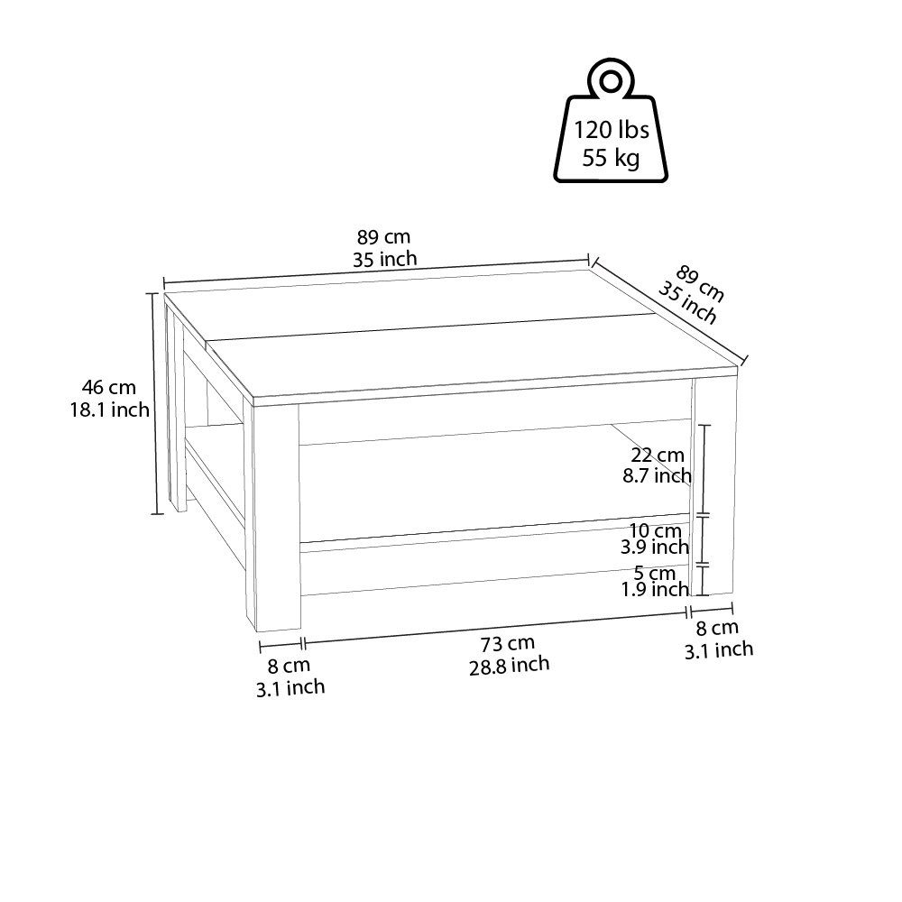 Minimadecor Wohnzimmertisch Grado x45cm anthrazit-nussbaum Grau/Nuss & Anthrazit/Nuss x90cm 90cm & Weiß/Nuss