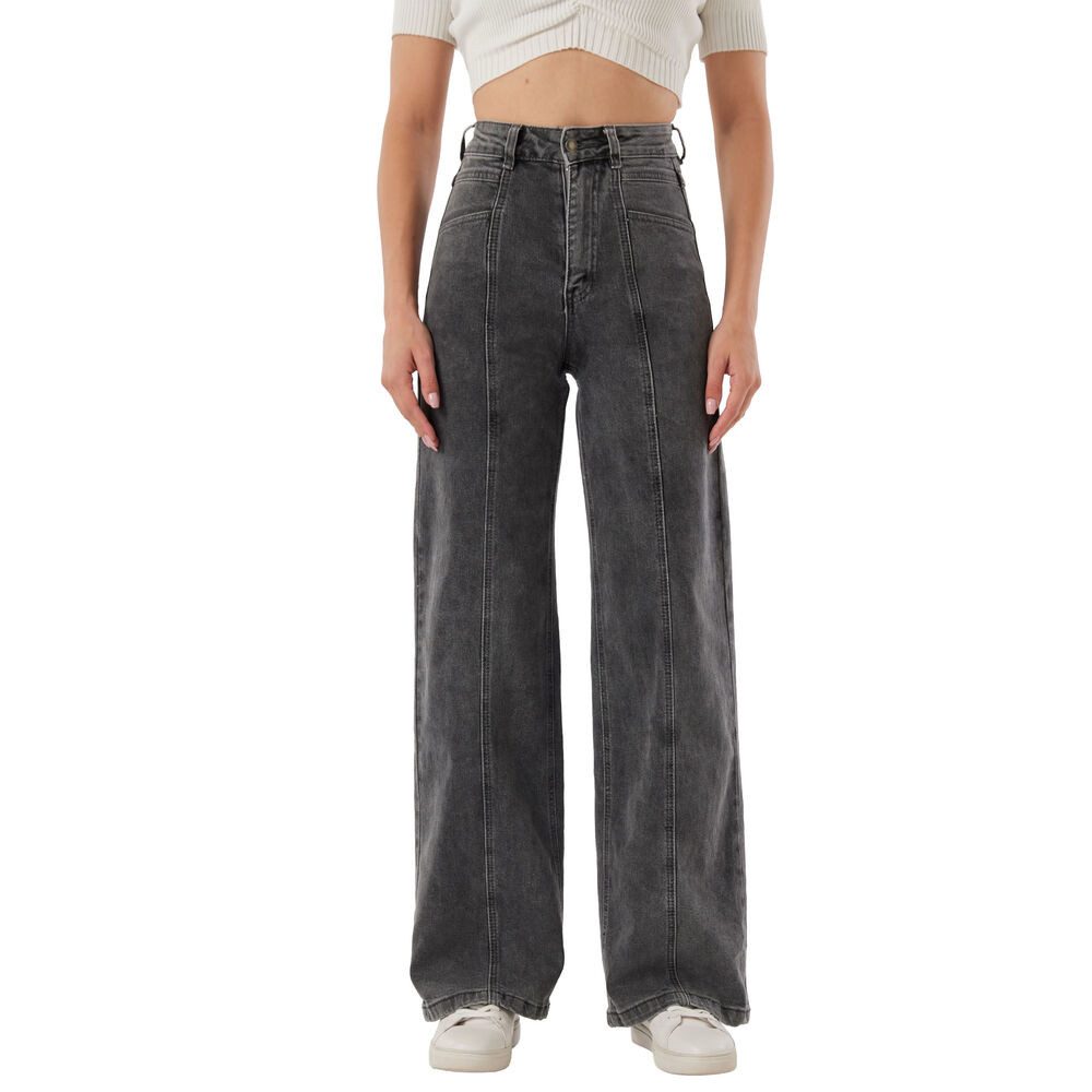 Ital-Design Dad-Jeans Damen Freizeit (91279940) Used-Look Stretch High Waist Jeans in Grau