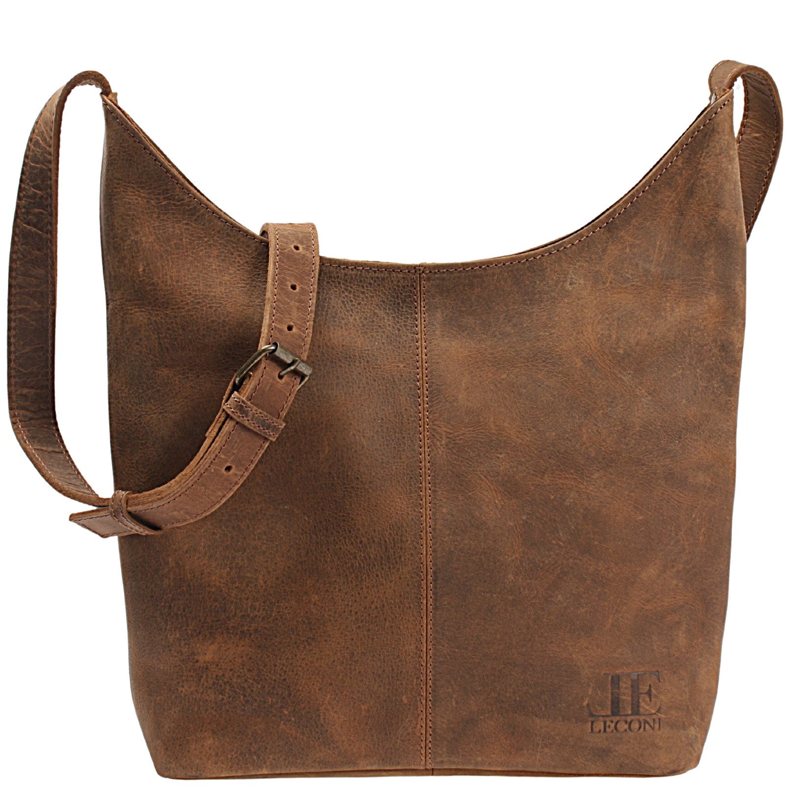 LECONI Umhängetasche mittlere Handtasche Damen Schultertasche Damentasche Leder LE0072, Echt Leder – verstellbarer Schulterriemen – Größe 33 × 33 × 9 cm