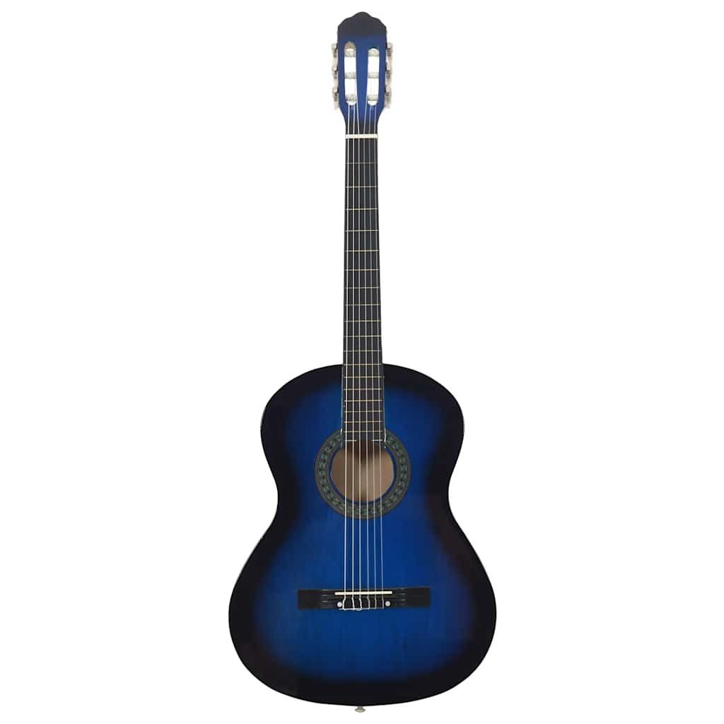 vidaXL Westerngitarre Klassikgitarre für Anfänger Blau 4/4 39" Lindenholz