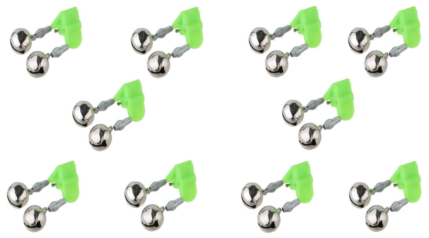 MIKADO Total Fishing Aalglocke 10x GLOCKEN - SET - DOPPELT - KUNSTSTOFF-FROSCH-CLIP - Aal - Angeln, (Spar-SET, 10-St)