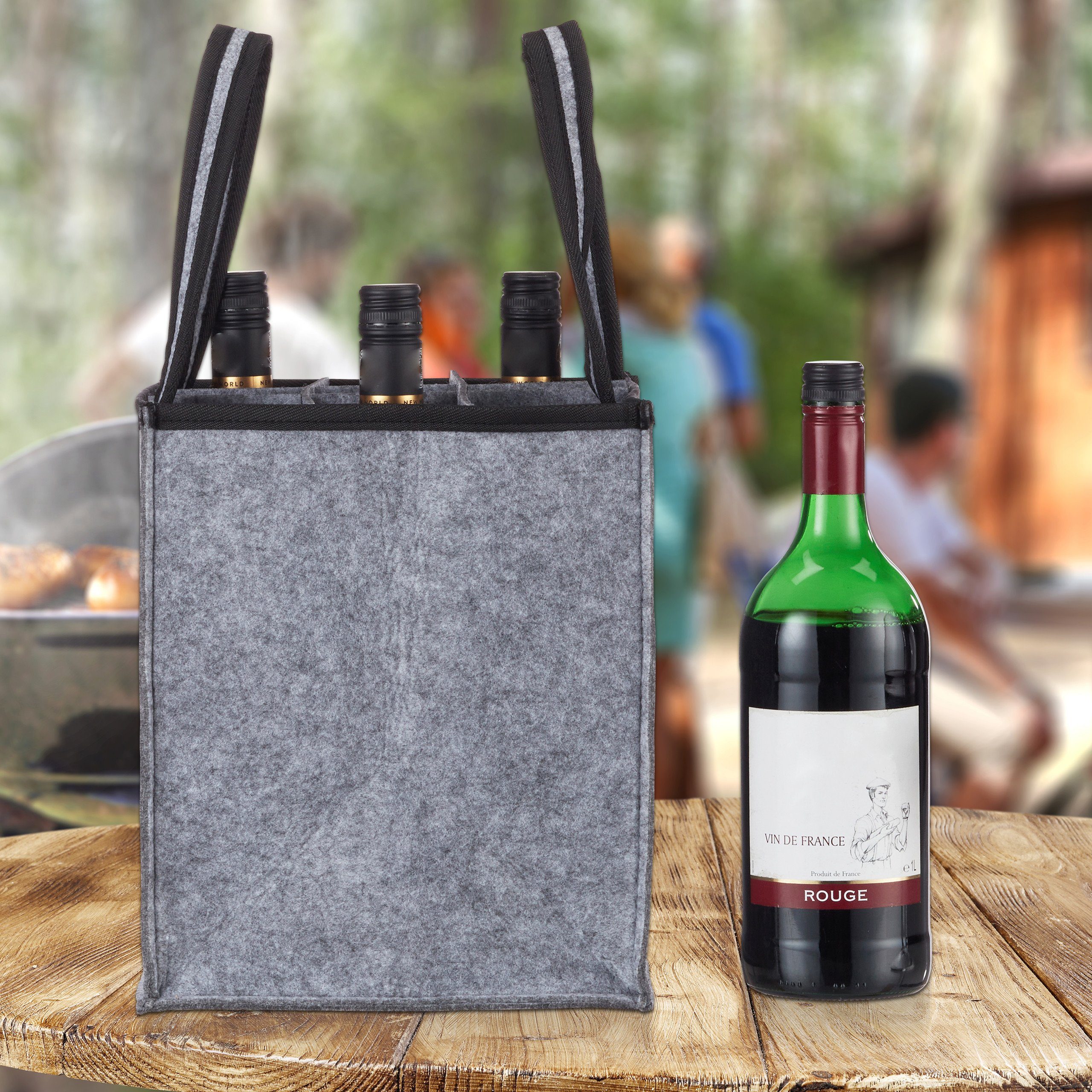 relaxdays Tragetasche Flaschentasche für 9 Flaschen Filz, Anthrazit günstig online kaufen