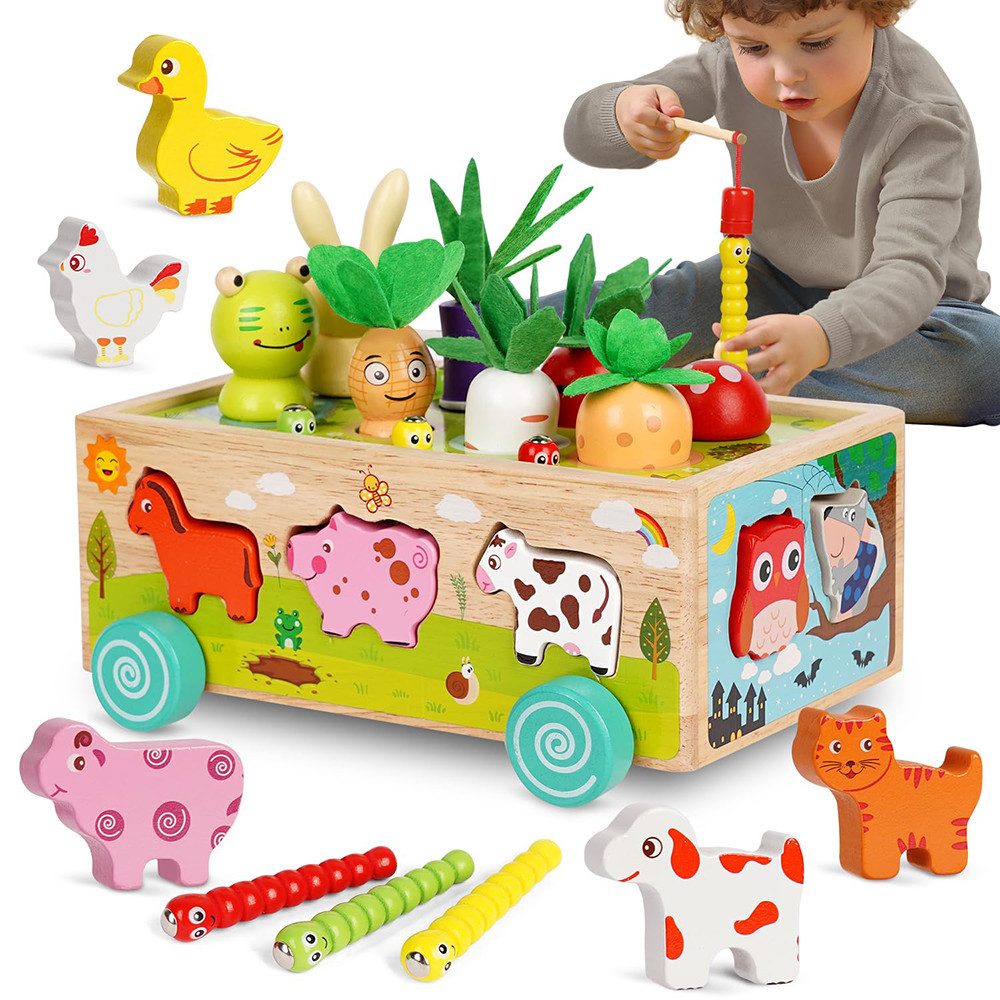 Lernspielzeug Holz Steckspiel Spielzeug ab 2-5jahr Geschenk Holz Motorikspielzeug