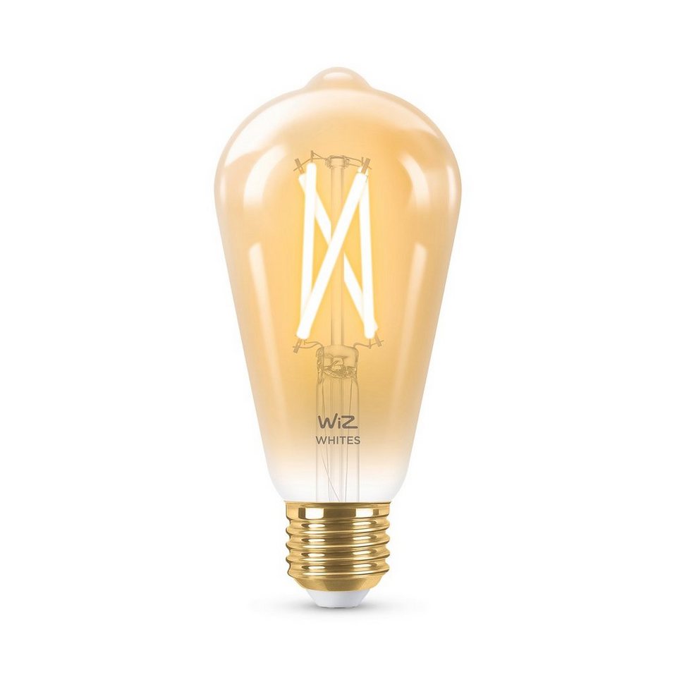 WiZ LED-Filament Filament 50W E27 Edisonform Amber Einzelpack, E27, 1 St.,  Warmweiß, Wiz Tunable White Filament LED Lampen für klassisches  Vintage-Design, Hohe Farbwiedergabe für lebendige Farben (CRI > 90)