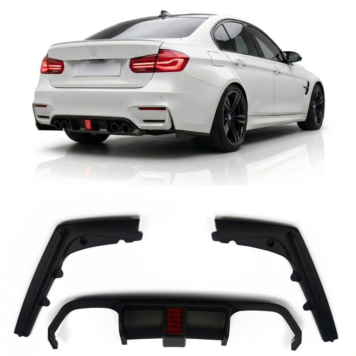 LLCTOOLS Frontstoßstange Heckdiffusor passend für BMW M3 F80 M4 F82 F83 2013-2019, schwarz matt