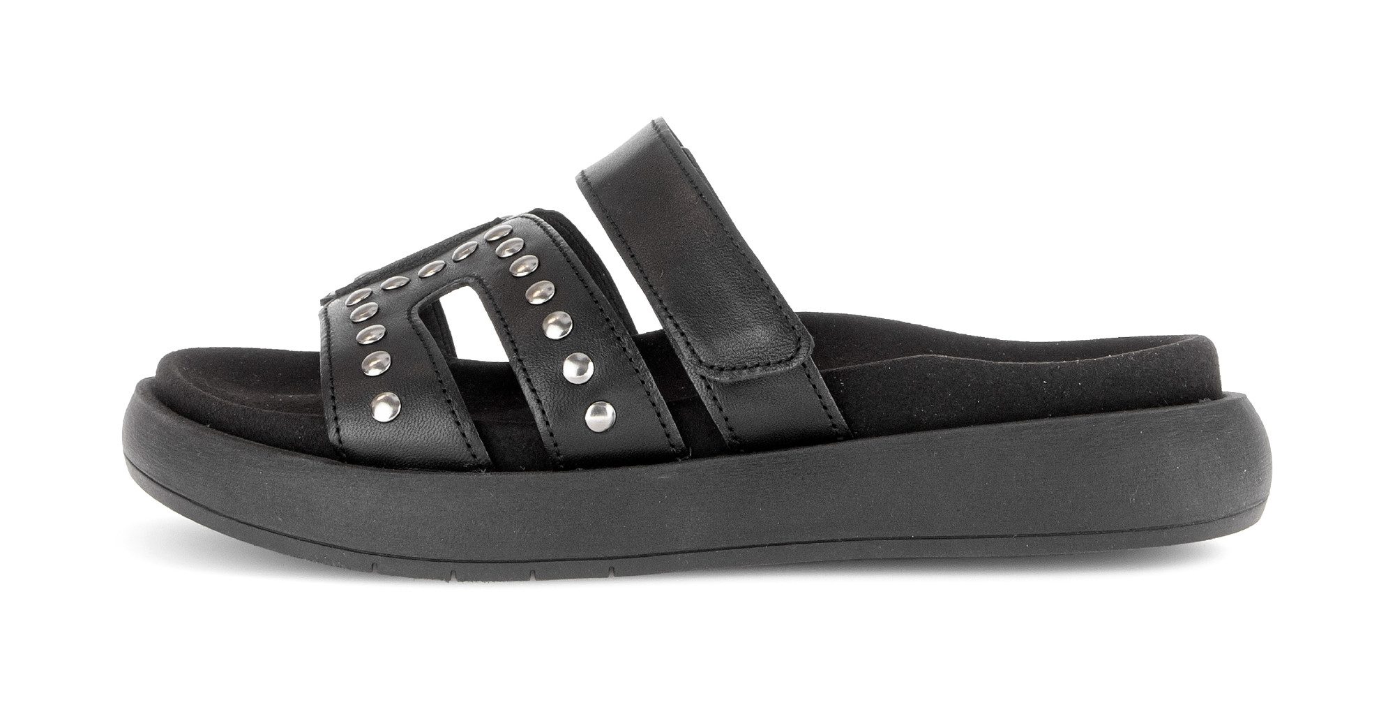 Gabor Pantolette Plateau, Sommerschuh, Schlupfschuh mit glänzenden Nieten besetzt