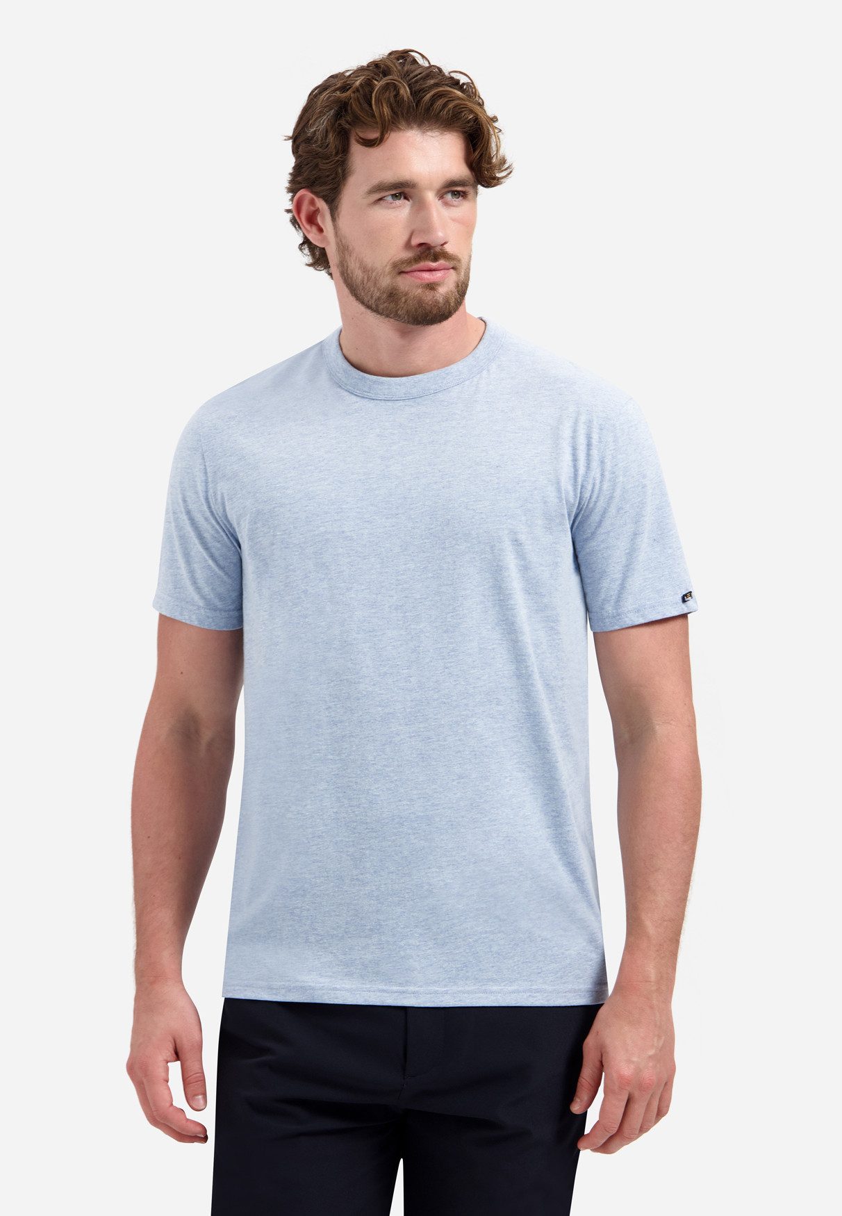 NO EXCESS Kurzarmshirt T-Shirt Crewneck Melange - T-Shirt Herren - Basicshirt