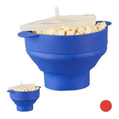 relaxdays Schüssel 2 x Popcorn Maker Silikon blau, Silikon