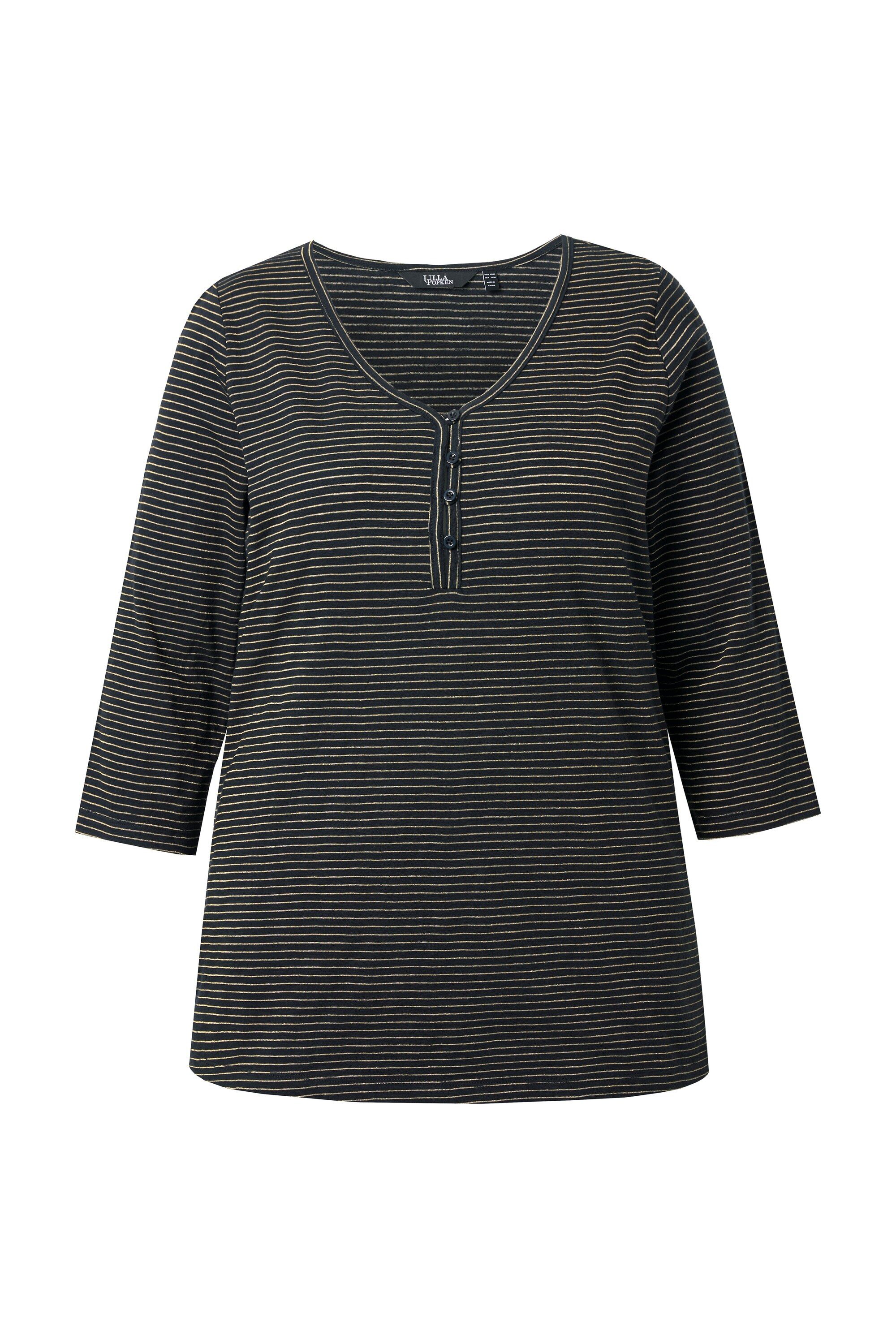 Ulla Popken T-Shirt Shirt Glitzerstreifen V-Ausschnitt günstig online kaufen
