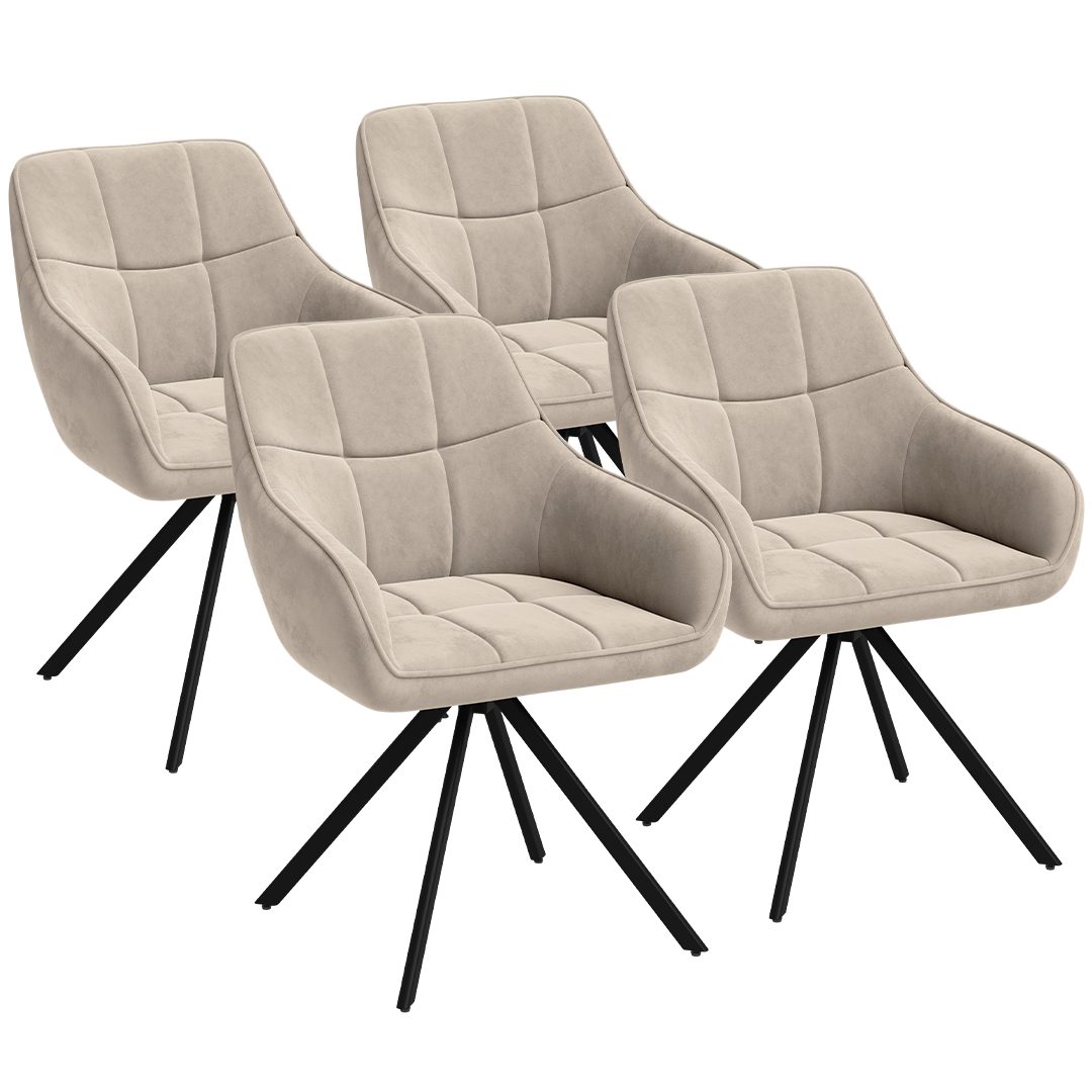 skølm Esszimmerstuhl Sköll Drehstuhl mit Samt-Bezug (4er Set, macchiato, bis 150 kg), Küchenstuhl, höhenverstellbar & drehbar, verfügbar als 2er/6er Set