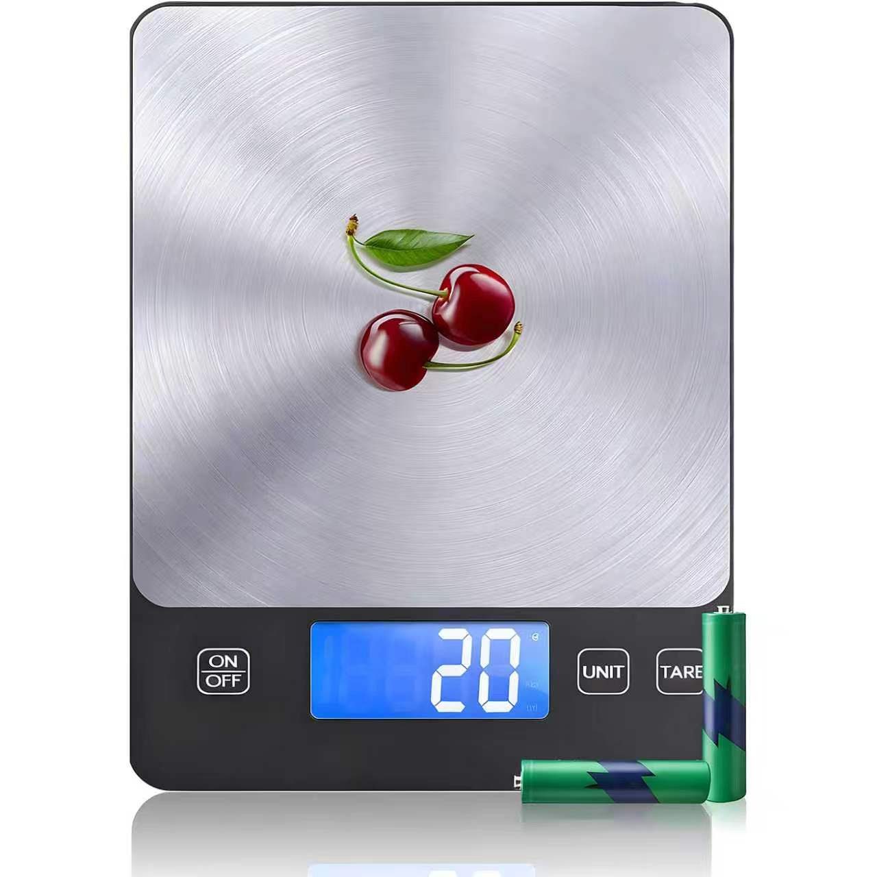 AIMAX Küchenwaage Digital mit Geneigtes Display Edelstahl Bestseller 10 kg, (Lebensmittelwaage, 1g/0.03oz LCD-Display Digitalwaage Briefwaage mit Großer), Professionell mit harter Funktion, Batterien enthalten