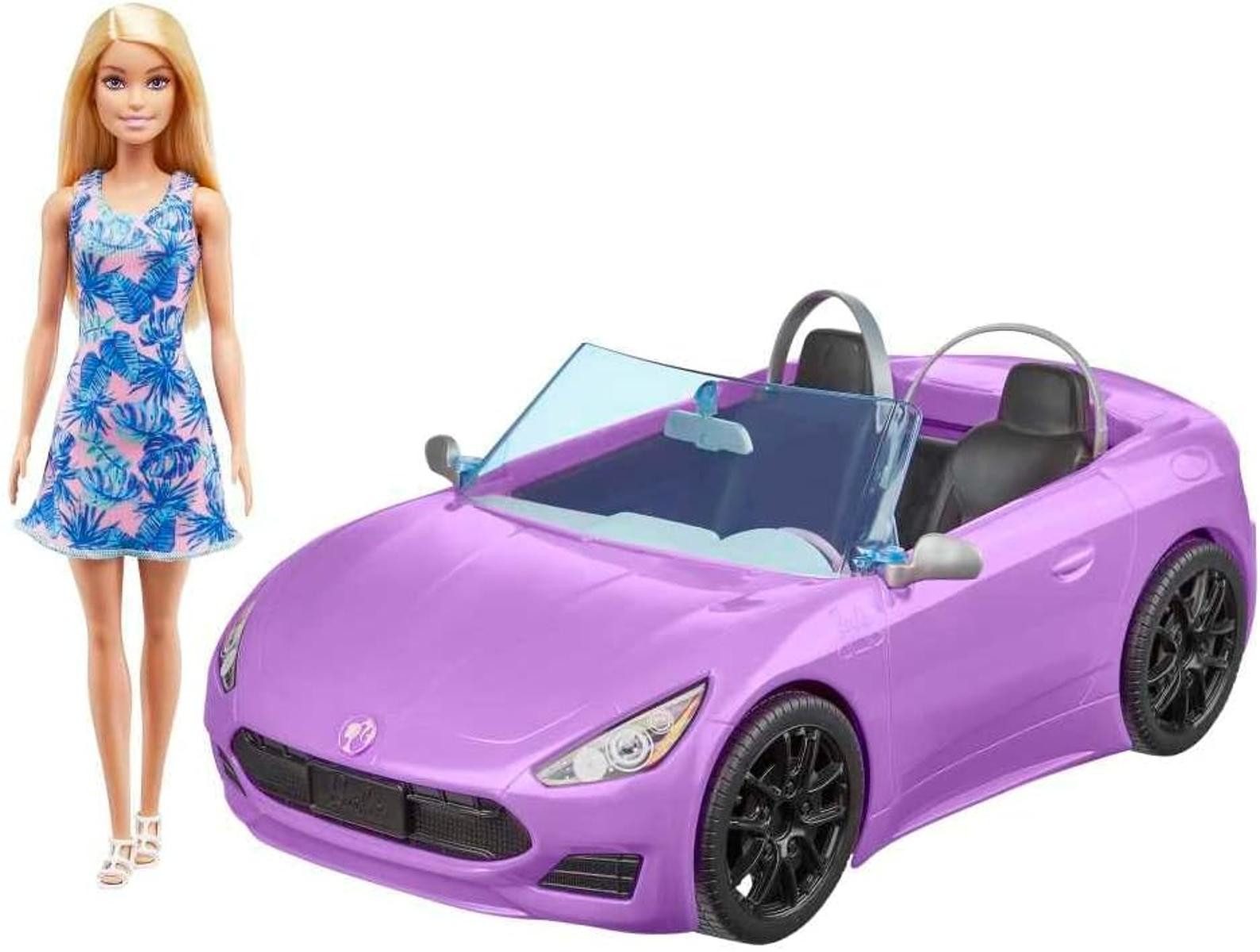 Mattel® Spielzeug-Auto Barbie Auto Lila Mattel blonde Puppe ab 3 Jahre HBY29