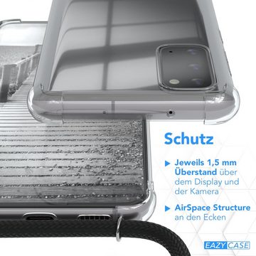 EAZY CASE Handykette Hülle mit Kette für Samsung Galaxy S20 6,2 Zoll, Handykette Hülle mit Band Slimcover Schutzhülle Schwarz Clips Silber