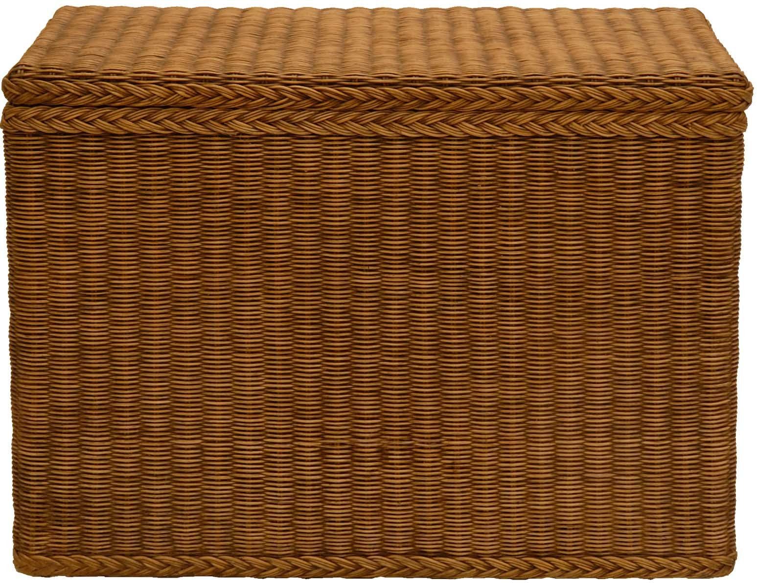 Vintage Braun Wäschesammler Rattan mit Wäschesortierer Home Unterteilung, Wäschekorb drei Unterteilungen Wäschesortierer Fächer Krines und Deckel 3