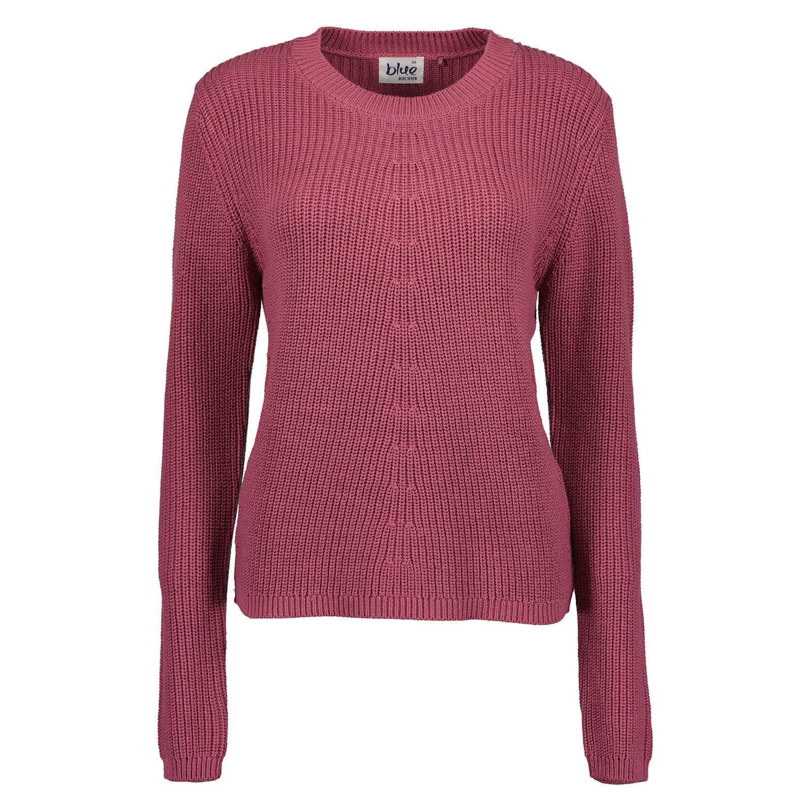 Blue Seven Rundhalspullover Damen Strickpullover Uni mit Rippenstruktur - Pullover mit Rundhals