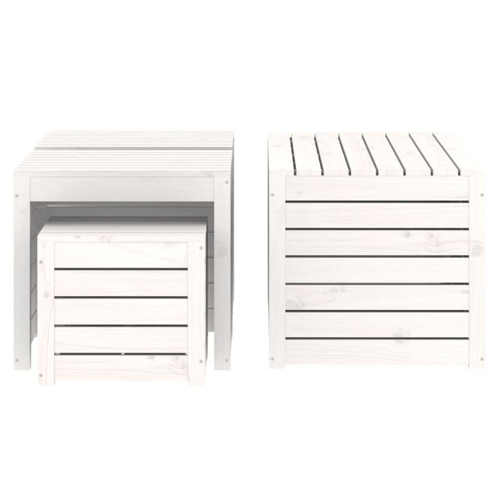 vidaXL Auflagenbox 4-tlg Gartenbox-Set Weiß Kiefer Massivholz