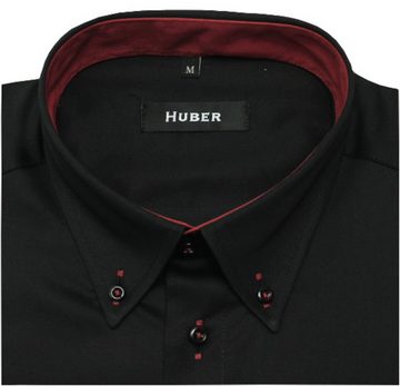 Huber Hemden Kurzarmhemd HU-0157 Button-down, Kontrast, Kurzarm, Regular-gerader Schnitt, Made in EU