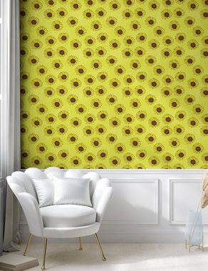 Abakuhaus Vinyltapete selbstklebendes Wohnzimmer Küchenakzent, Blumen Rustikale Sonnenblumen Silhouette