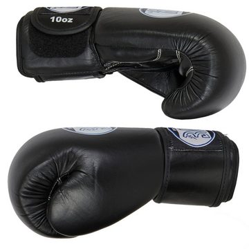 BAY-Sports Boxhandschuhe KO Fighter Leder Box-Handschuhe schwarz