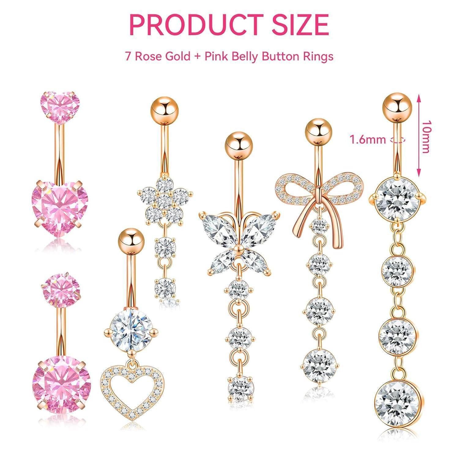 LuxusKollektion Bauchnabelpiercing-Set 7er Bauchnabelpiercing Set Edelstahl günstig online kaufen