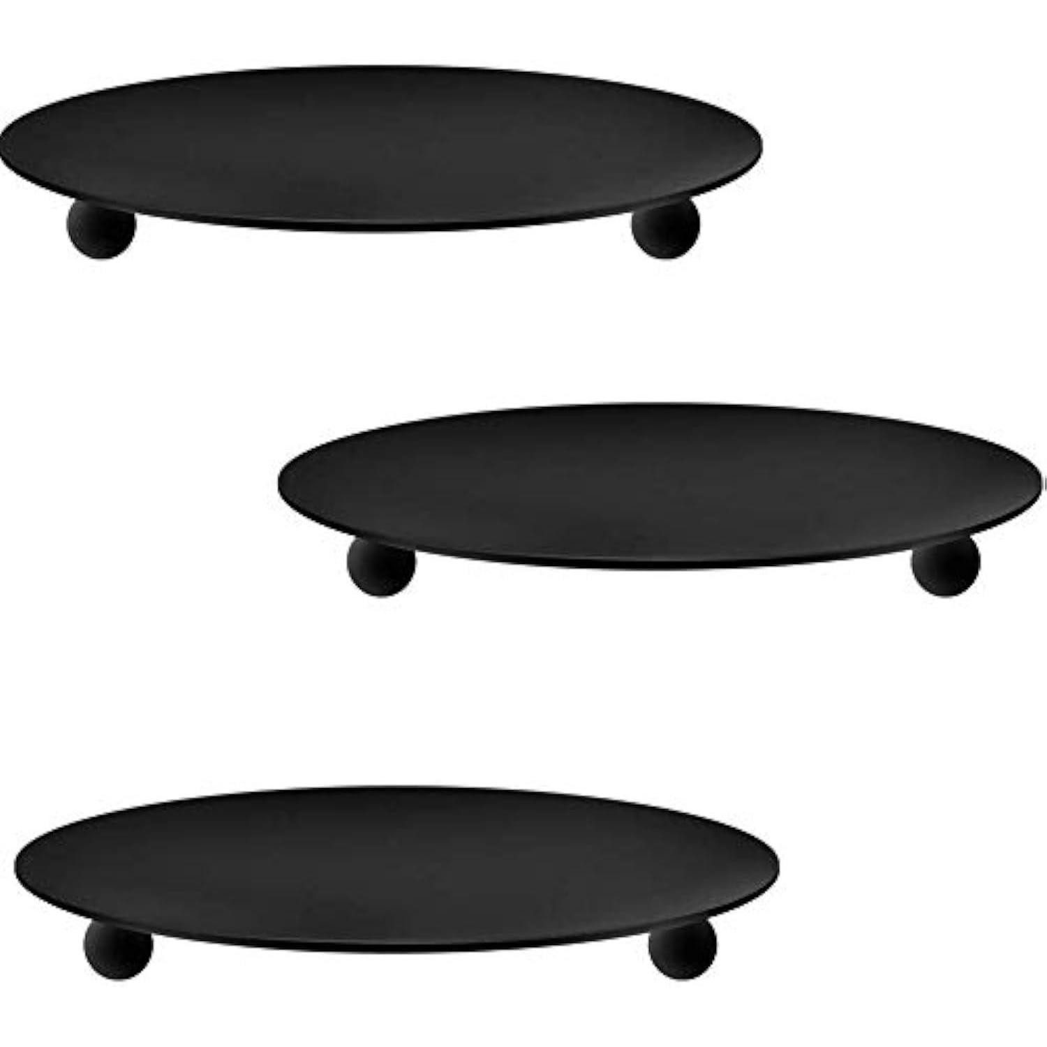 LuxusKollektion Tischkerzenhalter Schwarzer Kerzenhalter Metall 3er Set (3 St)