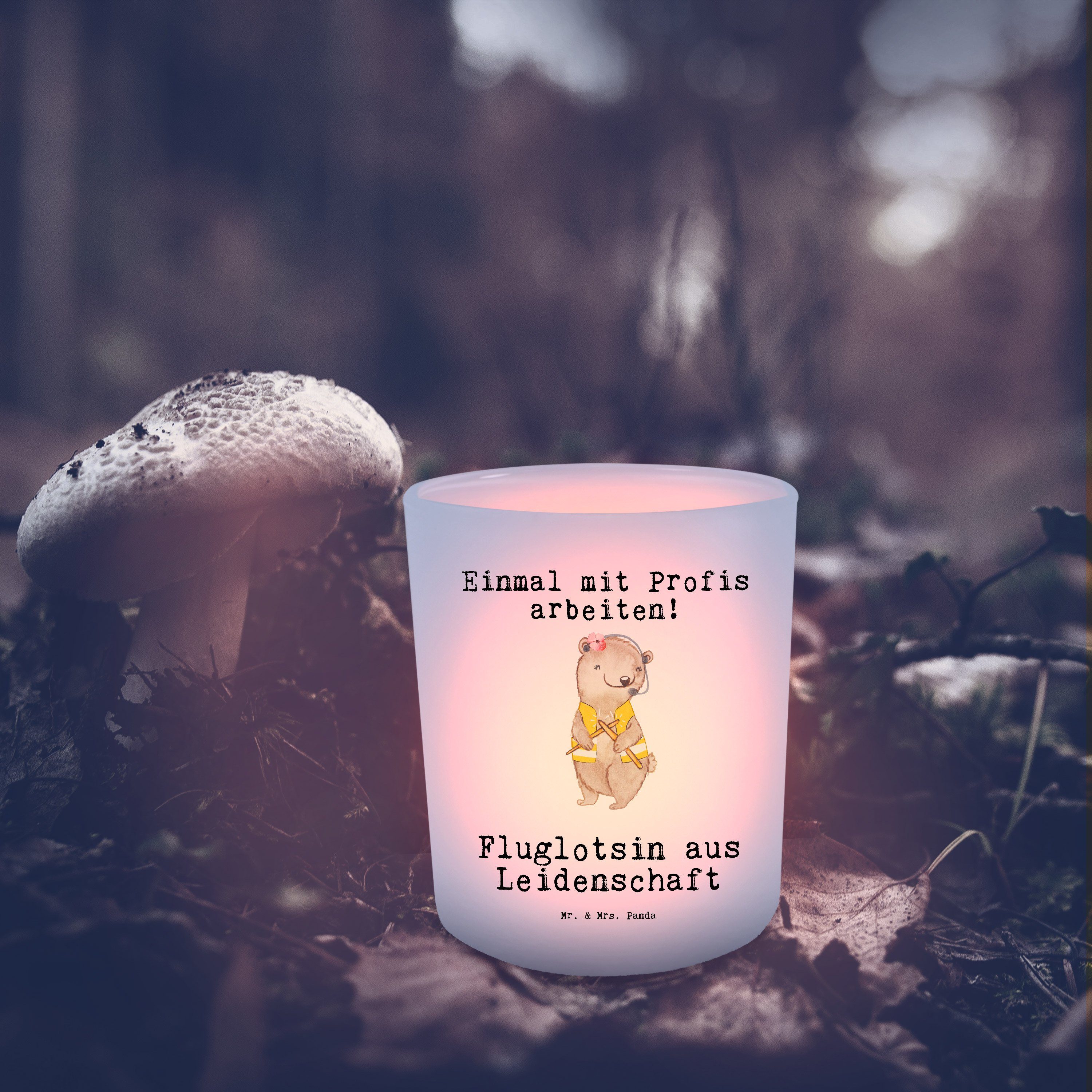 Mr. & Mrs. Fluglotsin - Transparent aus Geschenk, Danke, Leidenschaft - Panda Windlicht St) (1 Teelicht