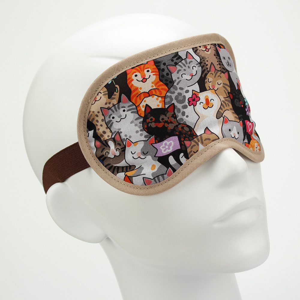 BEAZZ Schlafmaske Schlafmaske, Augenmaske, Schlafbrille - Katzenlove, Bequem - Perfekte Abdunklung, 1-tlg., HANDMADE IN GERMANY