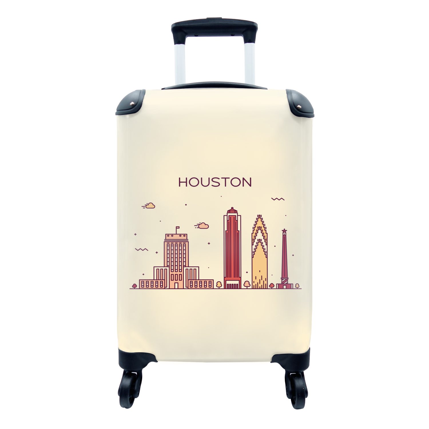 MuchoWow Handgepäckkoffer Texas - Skyline - Houston, 4 Rollen, Reisetasche mit rollen, Handgepäck für Ferien, Trolley, Reisekoffer