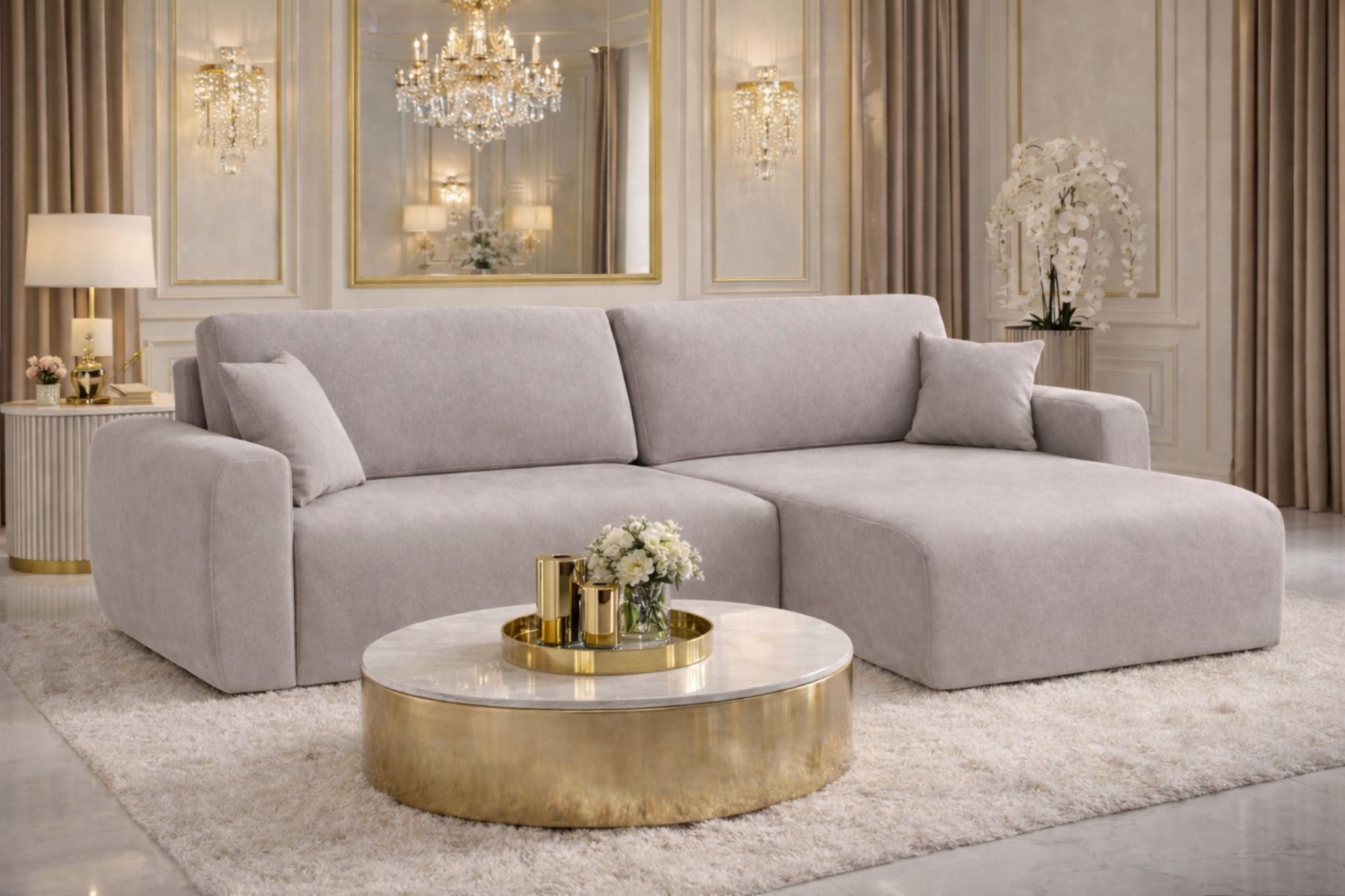 Kaiser Möbel Ecksofa mit Schlaffunktion und Bettkasten Ariel L Velours Sofa Salvador, mit Schlaffunktion,integrierter Stauraum,pflegeleichter Veloursstoff